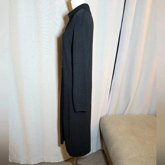 St. John Black Santana Knit Dress Midi Buttons Size 8 Collar Shirt Dress USA - Picture 5 of 10